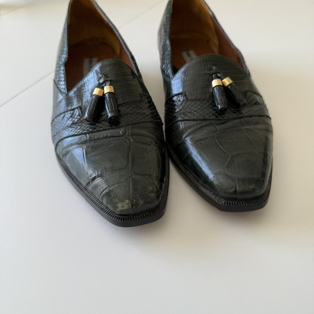 Stacy Adams Men's Green Snakeskin Leather Oxford Tassel‎ Dress Shoes